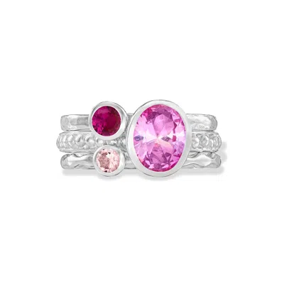 Dower & Hall Blush Twinkle™ Stacking Rings In Silver,pink