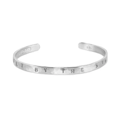 Dower & Hall ‘built By The Storm' Hand-stamped Hammered Nomad Bangle In Silver