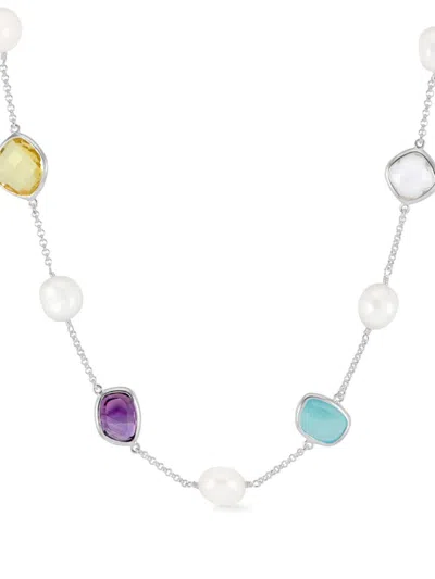 Dower & Hall Candy Gemstone And Baroque Pearl Necklace In 银色