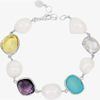 Dower & Hall 'candy' Gemstone & Pearl Pebble Bracelet In White