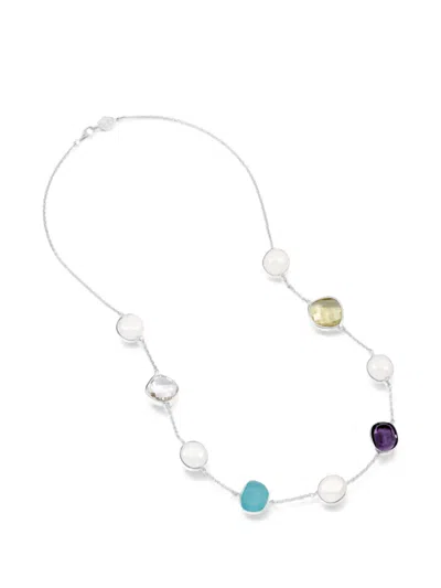 Dower & Hall Candy Gemstone Baroque Pearl Necklace In Silver