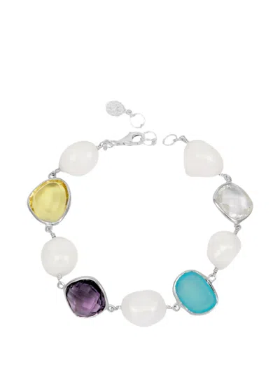 Dower & Hall Candy Gemstone Pearl Bracelet In Silver