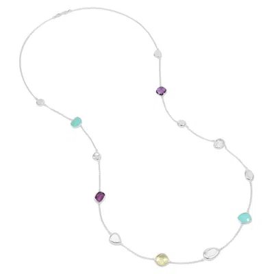 Pre-owned Dower & Hall Candy Gemstones & Pebbles Long Necklace In Sterling Silver In Multi