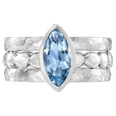 Pre-owned Dower & Hall Capri Twinkle Stacking Rings In Sterling Silver In Multi
