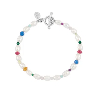 Dower & Hall Carnival Mixed Gemstone Bracelet In Silver