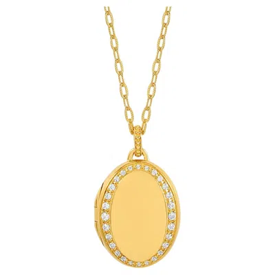 Pre-owned Dower & Hall Celeste Sapphire Locket In 18ct Gold Vermeil In Blue