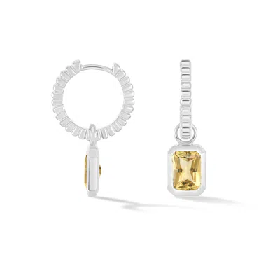 Dower & Hall Citrine Humbug Huggie Charm Hoops In Metallic