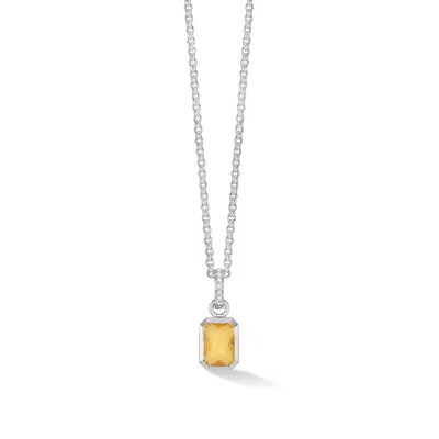Dower & Hall Citrine Octagon Necklace In Silver