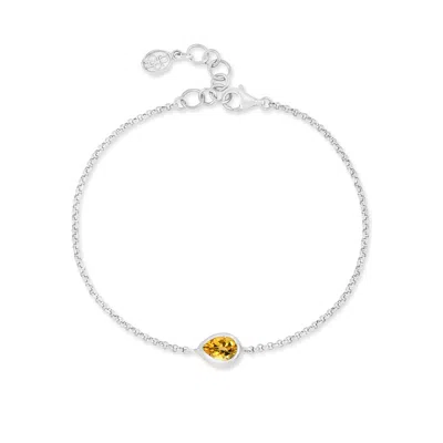 Dower & Hall Citrine Pear Chain Bracelet In Metallic
