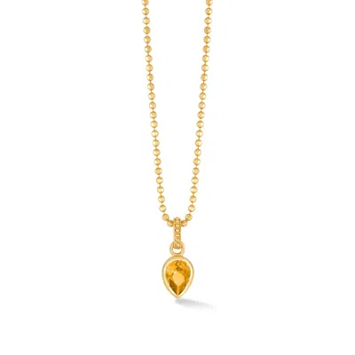 Dower & Hall Citrine Peardrop Necklace In Gold