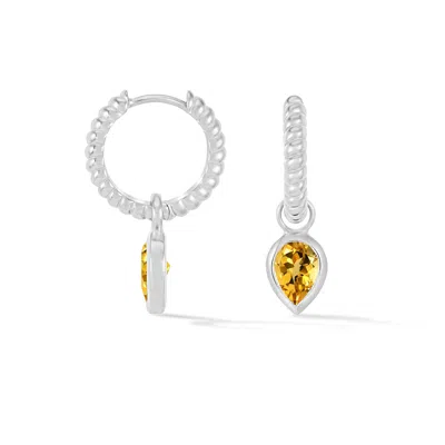 Dower & Hall Citrine Twist Huggie Charm Hoops In Metallic