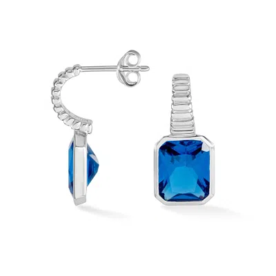 Dower & Hall Cobalt Blue Octagon Humbug Earrings In Metallic
