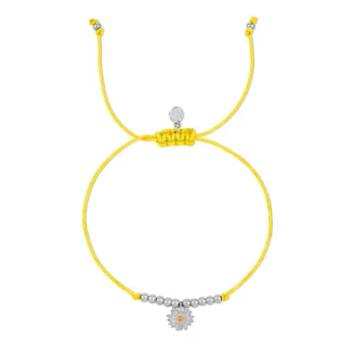 Dower & Hall Daisy Misanga Yellow Cord Bracelet In Gold