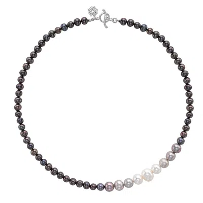 Dower & Hall Dark Ombre Freshwater Pearl Necklace In Multicolor