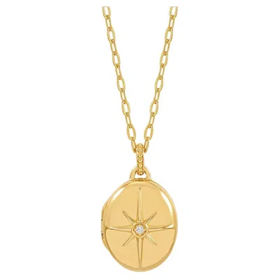 Pre-owned Dower & Hall Diamond Starburst Oval Locket In 18ct Gold Vermeil In Multi