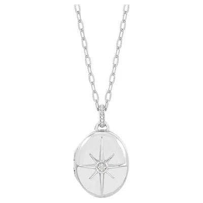 Pre-owned Dower & Hall Diamond Starburst Oval Locket In Sterling Silver In Multi