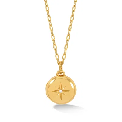 Dower & Hall Diamond Starburst Round Locket In Gold