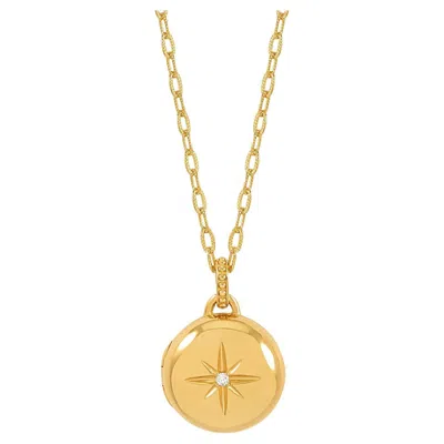 Pre-owned Dower & Hall Diamond Starburst Round Locket In 18ct Gold Vermeil In Multi