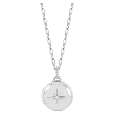Pre-owned Dower & Hall Diamond Starburst Round Locket In Sterling Silver In Multi