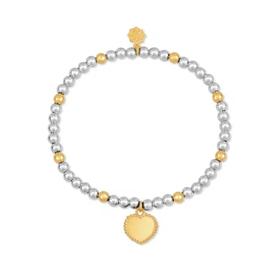 Dower & Hall Dotty Heart Misanga Bracelet In Silver,gold