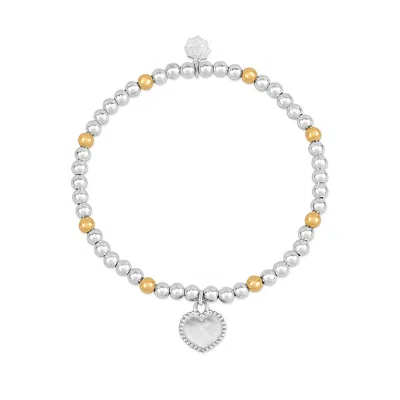 Dower & Hall Dotty Heart Misanga Bracelet In Silver,gold