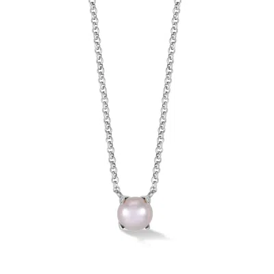 Dower & Hall Dove Grey Claw-set Timeless Pearl Pendant In Silver,gray