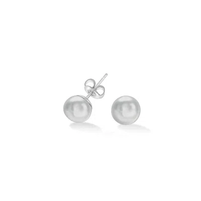 Dower & Hall Dove Grey Timeless Freshwater Pearl Studs (seconds) In Gray,silver