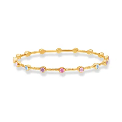 Dower & Hall 'dusk' Gemstone Array Bangle In Rainbow,multicolor,silver,gold