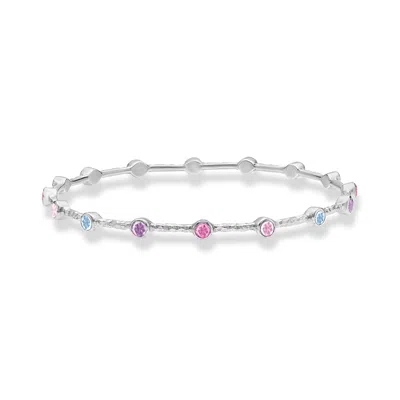 Dower & Hall 'dusk' Gemstone Array Bangle In Rainbow,multicolor,silver,gold