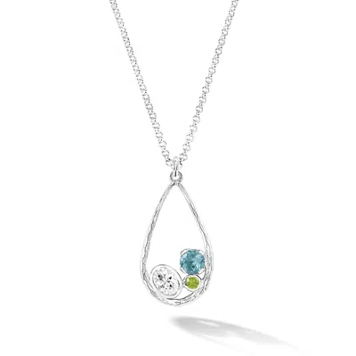 Dower & Hall 'eden' Orissa Teardrop Pendant In Silver,blue,white,green