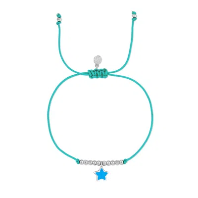 Dower & Hall Enamel Star Misanga Cord Bracelet In Blue