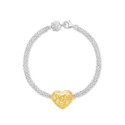Dower & Hall Engravable Heart Chain Bracelet In Metallic
