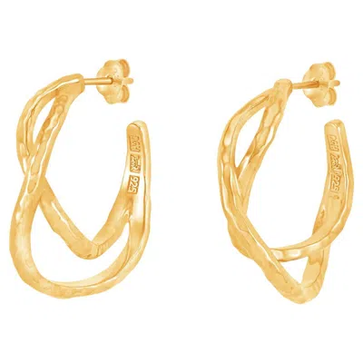 Pre-owned Dower & Hall Entwined Chunky Infinity Twist Hoops In Gold Vermeil In Multi