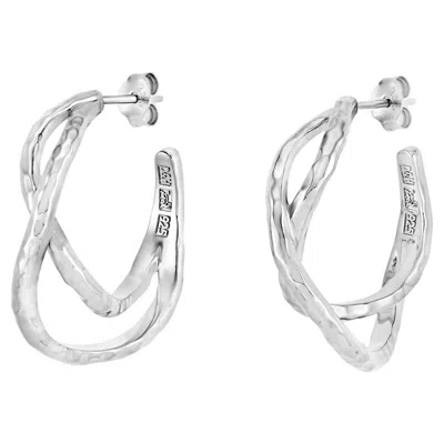 Pre-owned Dower & Hall Entwined Chunky Infinity Twist Hoops In Sterling Silver In Multi