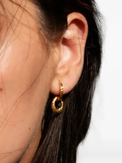 Dower & Hall Entwined Oval Hammered-effect Earrings In Gold