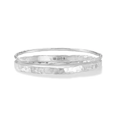 Dower & Hall Essential Nomad Bangle Set In Silver