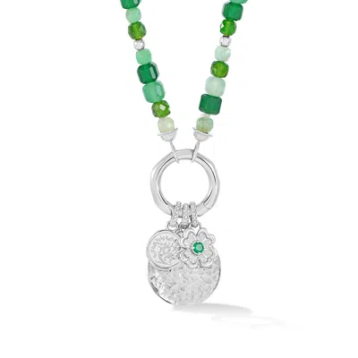 Dower & Hall 'flourish' Beaded Narrative™ Talisman Charm Necklace In Green
