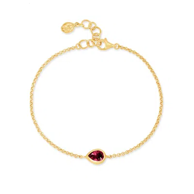 Dower & Hall Garnet Pear Chain Bracelet In Gold