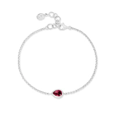 Dower & Hall Garnet Pear Chain Bracelet In Metallic
