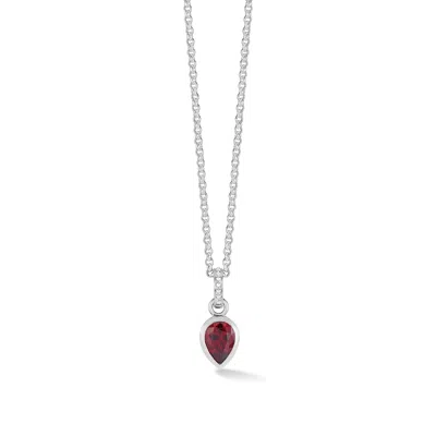 Dower & Hall Garnet Peardrop Necklace In Silver