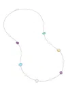 Dower & Hall Women's Long Candy Gemstone & Baroque Pearl Necklace In Silver In Silver