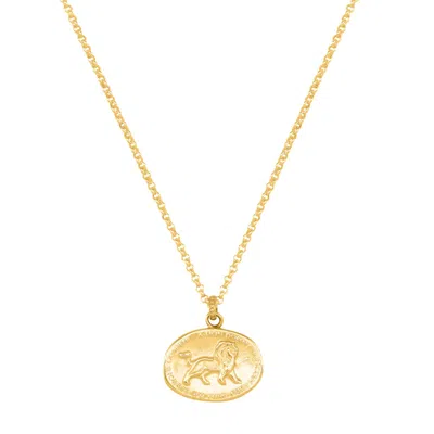Dower & Hall Gold Men Lion Story Necklace In Vermeil