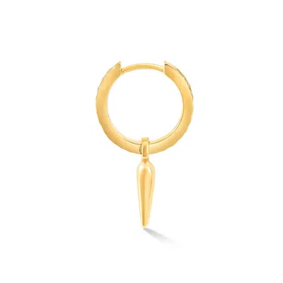 DOWER & HALL GOLD MEN'S SINGLE HAMMERED RAINDROP CHARM STORY HOOP IN VERMEIL