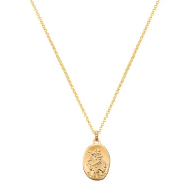 Dower & Hall Gold Men St. Christopher Story Necklace