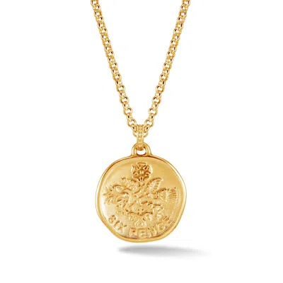 Dower & Hall Gold Mens Lucky Sixpence Talisman Necklace In Vermeil