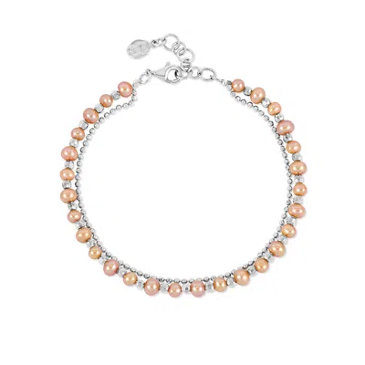 Dower & Hall Golden Freshwater Timeless Pearl Bracelet In Silver