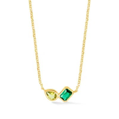 Dower & Hall Green Garnet & Peridot Duo Tutti Frutti Necklace In Silver,gold,green