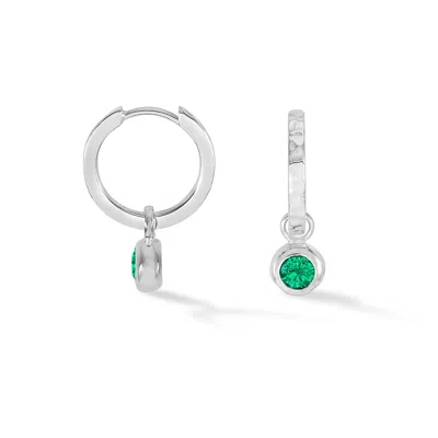 Dower & Hall Green Garnet Hammered Huggie Hoops In Metallic