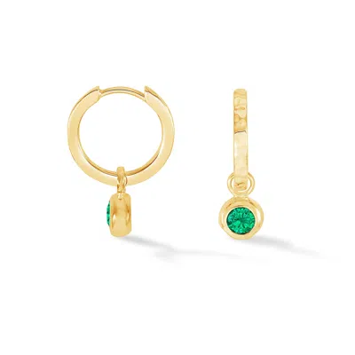 Dower & Hall Green Garnet Hammered Huggie Hoops In Gold