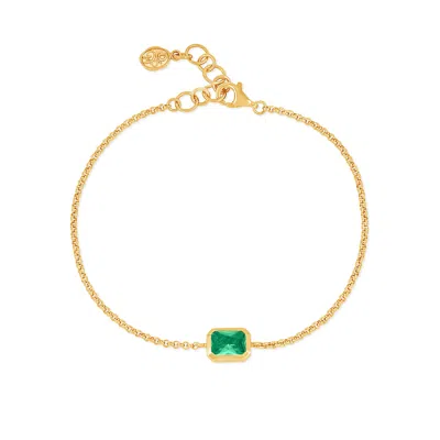 Dower & Hall Octagon Green Garnet Chain Bracelet In Gold